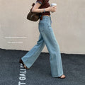 High-waisted Straight-leg Light Blue Jeans For Women