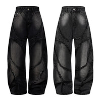 Heavy Industry Washed Old Straight Loose Wide-leg Draggle-tail Trousers