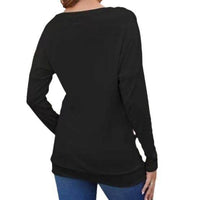 Spring New Casual Long-sleeved Round Neck Loose Waist T-shirt Top