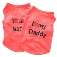 Pet Puppy Clothes Vest Classic Look Love Dad Love Mom