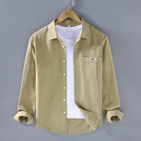 Pocket Pure Cotton Shirt Men's Long Sleeve Retro