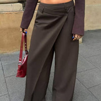Womens Irregular Patchwork Straight-Leg Wide-Leg Pants