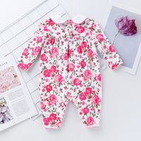 Baby clothes new style rose flower long-sleeved jumpsuit