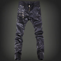 Men's leather pants tide locomotive popular foot pants