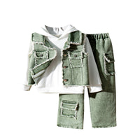 Hooded Sweater Vest Trousers Three-piece Set