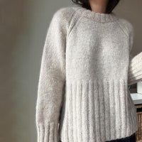 Women's Pure Color All-matching Pullover Raglan Long Sleeve Sweater Autumn And Winter