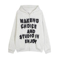 Loose Casual Letter Print Zipper Sweater