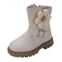 British Style Soft Bottom Western Style Flowers Girls' Leather Boots