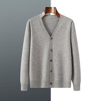 V-neck Knitted Cardigan Coat Men's Andy Velvet Long Sleeve