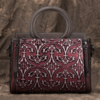 Retro First-Layer Cowhide Embossed Handbag Shoulder Crossbody Bag