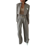 Chic And Stylish Striped Blazer And Suit Pants Casual Set