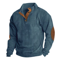 Men's Casual Stand-up Collar Long Sleeve Ribbed Corduroy Sweatshirt