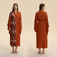 Womens SpringAutumn Printed Long-Sleeve Maxi Nightgown Loungewear