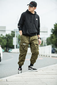 Concealed wrinkled drawstring pants
