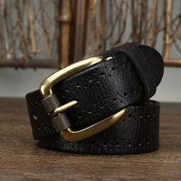 Hollowed-out First-layer Cowhide Pin-buckle Belt For Mengenuine Leather Belt For Jeans