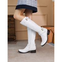 Women's Belt Buckle Plus Size High Leg Boot