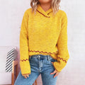 Simple Commute Half Turtleneck Lapel Contrast Color Knitted Pullover Sweater