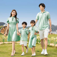 Hanfu Parent-child Clothing Chinese Style Short Sleeve Dress Suit