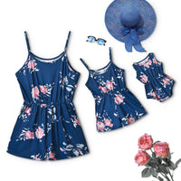 Printed V-neck Suspender Bodysuit For Women And Girls