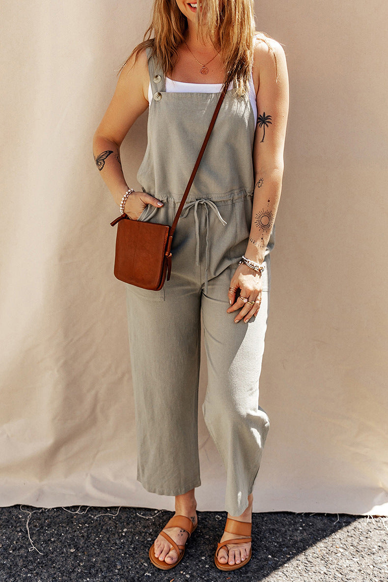 Solid Color Camisole Jumpsuit Loose Sleeveless