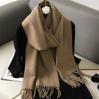 Solid Color Maillard Scarf Cashmere-like Women Warm Shawl