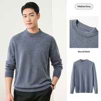 Men's Solid-Colored Wool Pullover Base Layer Sweater