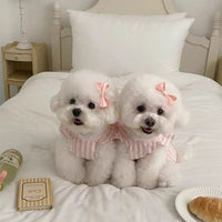 Dog Princess Style Cute Flying Sleeve Striped Dress