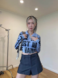 New Letter Color Matching Lapel Short Long Sleeve T Women's