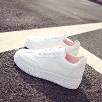 New Spring Thick White Shoes Casual Shoes Female Korean Female Leather Shoes Solid Platform Shoes