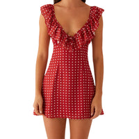 Retro Floral High-Waisted French-Style Dress For Women