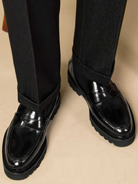 Handmade Slip-on Thick Bottom Increased By Business Casual Leather Shoes