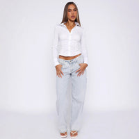 Womens Top Solid Color Slim-fit Ladies Long-sleeve  Elegant