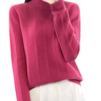 Women's Pullover Half Turtleneck Solid Color Knitted Comfortable Warm Sweater