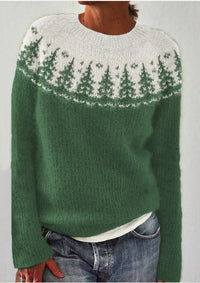Women's Round-neck Color-block Loose Sweater