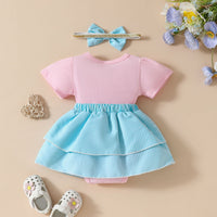 Girls' Cute Frog Short-sleeved Double-layer Dress
