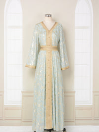Scratch-printed Gold-stamped Fashionable Ethnic-style Dress