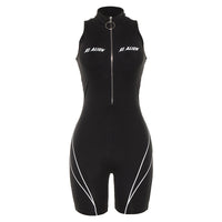 Women's sexy sleeveless high neck printed sports jumpsuit