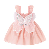 Baby Girl Smocking Sling Butterfly Mesh Baby's Gown