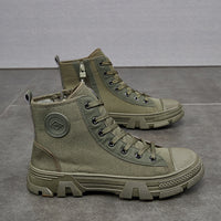 Breathable Men's High-top Non-slip Wear-resistant Side Zipper Protective Shoes