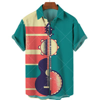 Men's Short-sleeved Casual Music Printing 3D Shirt Versatile