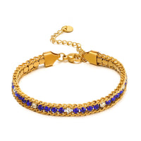 Single-sided Zircon-studded Chain Pearl Bracelet