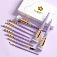 10 Lilac Purple Makeup Brush Set With Diamond