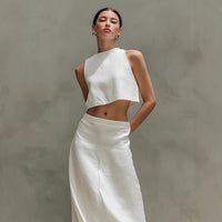 Summer Stylish Slimming Sleeveless Maxi Dress Elegant Two-Piece Set