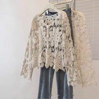 Beach Vacation Hollow-Out Crochet Blouse Top