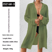Tencel Slub Cotton Long-sleeved Shirt For Women