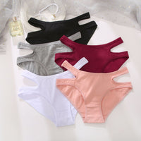 Cotton Briefs Women's Solid Color Waist Hollow Underwear