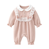 Baby Girl Bow Fleece-lined Jumpsuit