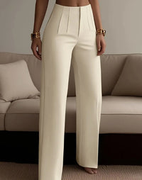 Women's Pleated Casual High-Waist Solid-Color Suit Pants