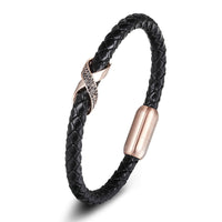 Stainless Steel Leather Unisex Wrist Strap
