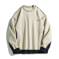 Heavy Loose Open Line Contrast Color Sweatshirt Male Spring Style